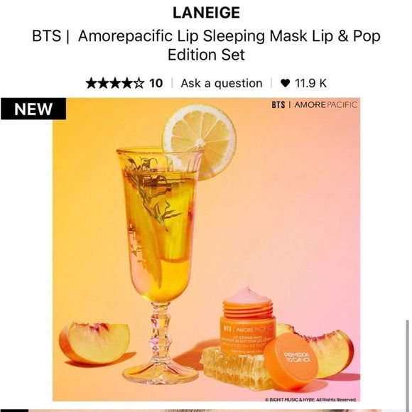 $11 🌙 Laneige Peach 🍑 Tea Lip Sleeping Mask NEW SAY BYE TO DRY LIPS NEW - Picture 6 of 6